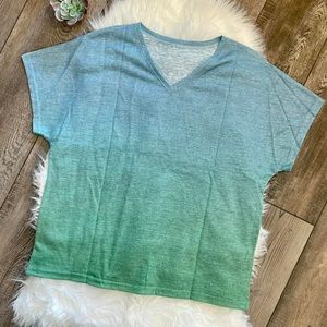 Women’s Green and Blue Ombré Vneck T-shirt Tee shirt